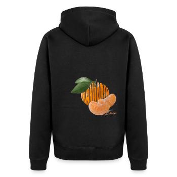 Mandarin Lover - Das Obst mit den süßen Kammern - Unisex Premium Bio Zip Hoodie - Schwarz - Hinten - Nico (187cm)