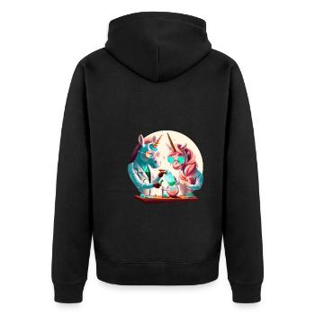 La chimie est bonne - Deux licornes se mélangent en laboratoire - Veste à capuche bio Premium Unisexe - noir - Dos - Nico (187cm)