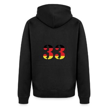 33 Zahl Trikot Deutschland - Unisex Premium Bio Zip Hoodie - Schwarz - Hinten - Nico (187cm)