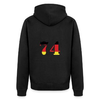 74 Numéro Jersey Allemagne - Veste à capuche bio Premium Unisexe - noir - Dos - Nico (187cm)