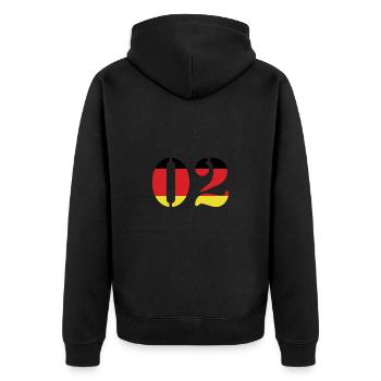 2 Zahl Trikot Deutschland - Unisex Premium Bio Zip Hoodie - Schwarz - Hinten - Nico (187cm)