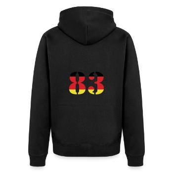 83 Numéro Jersey Allemagne - Veste à capuche bio Premium Unisexe - noir - Dos - Nico (187cm)