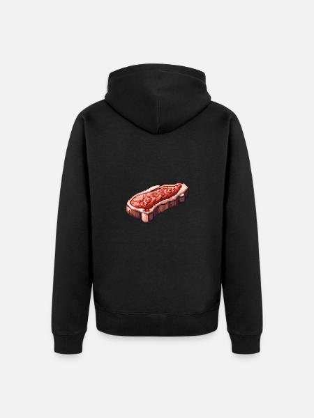 Steak Filet Pixel Icon - Unisex Premium Organic Zip Hoodie - black