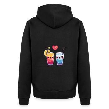 Cocktail Couple Love Heart Valentine's Day - Unisex Premium Organic Zip Hoodie - black - Back - Nico (187cm)
