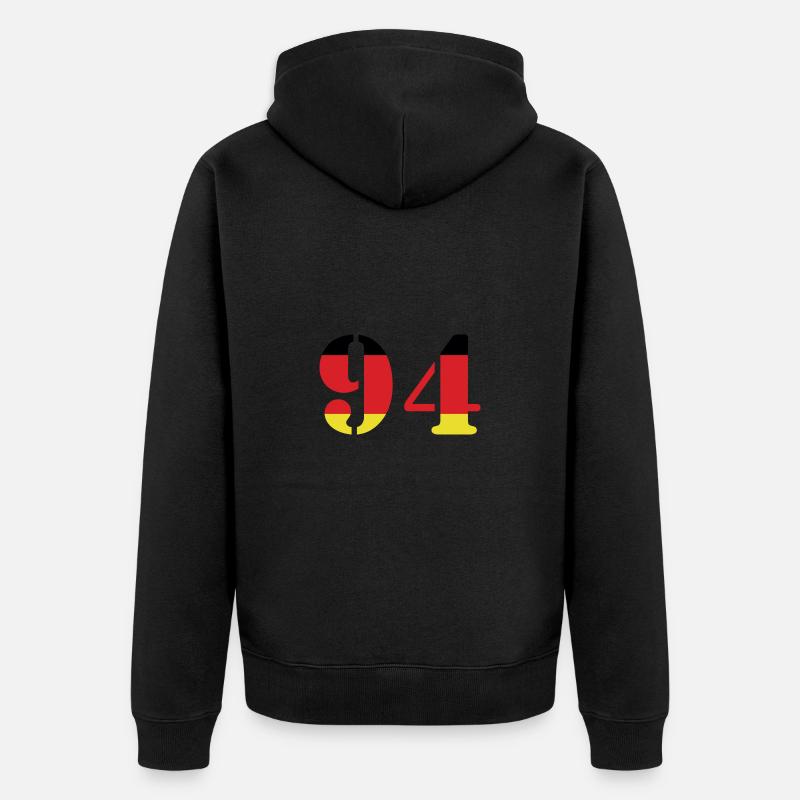 94 Numéro Jersey Allemagne - Veste à capuche bio Premium Unisexe - noir
