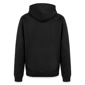 Tischtennis Noppe Design mit Tischtennisschläger - Unisex Premium Bio Zip Hoodie - Schwarz - Hinten - Nico (187cm)