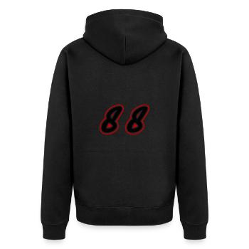 88 Number Symbol - Unisex Premium Organic Zip Hoodie - black - Back - Nico (187cm)