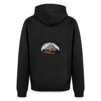 Berge Natur Landschaft - Unisex Premium Bio Zip Hoodie - Schwarz - Hinten - Nico (187cm)