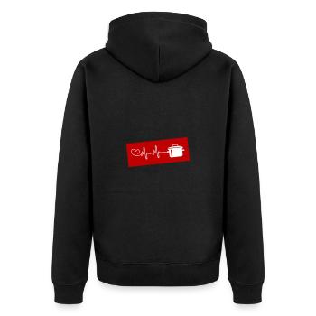kochtopf Puls Herzschlag - Unisex Premium Bio Zip Hoodie - Schwarz - Hinten - Nico (187cm)