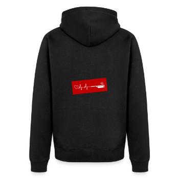 Frying pan pulse heartbeat - Unisex Premium Organic Zip Hoodie - black - Back - Nico (187cm)