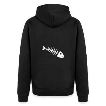Fischgräte Fisch angeln - Unisex Premium Bio Zip Hoodie - Schwarz - Hinten - Nico (187cm)