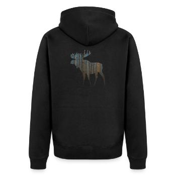 Wald Elch - Unisex Premium Bio Zip Hoodie - Schwarz - Hinten - Nico (187cm)