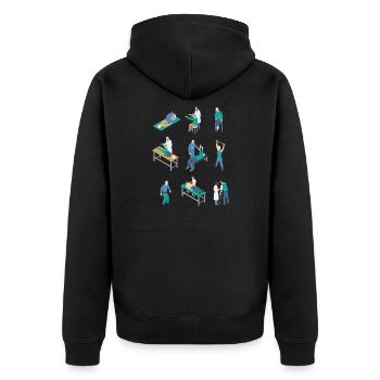Physiotherapeut Physiotherapeut Gesundheitswesen - Unisex Premium Bio Zip Hoodie - Schwarz - Hinten - Nico (187cm)