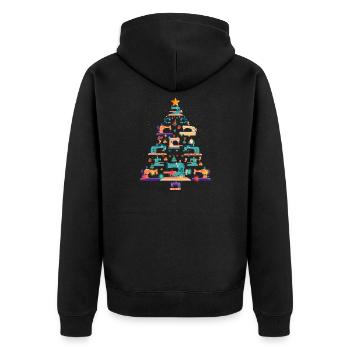 Machine à coudre de Noël Amant de quilter d'arbre de Noël - Veste à capuche bio Premium Unisexe - noir - Dos - Nico (187cm)