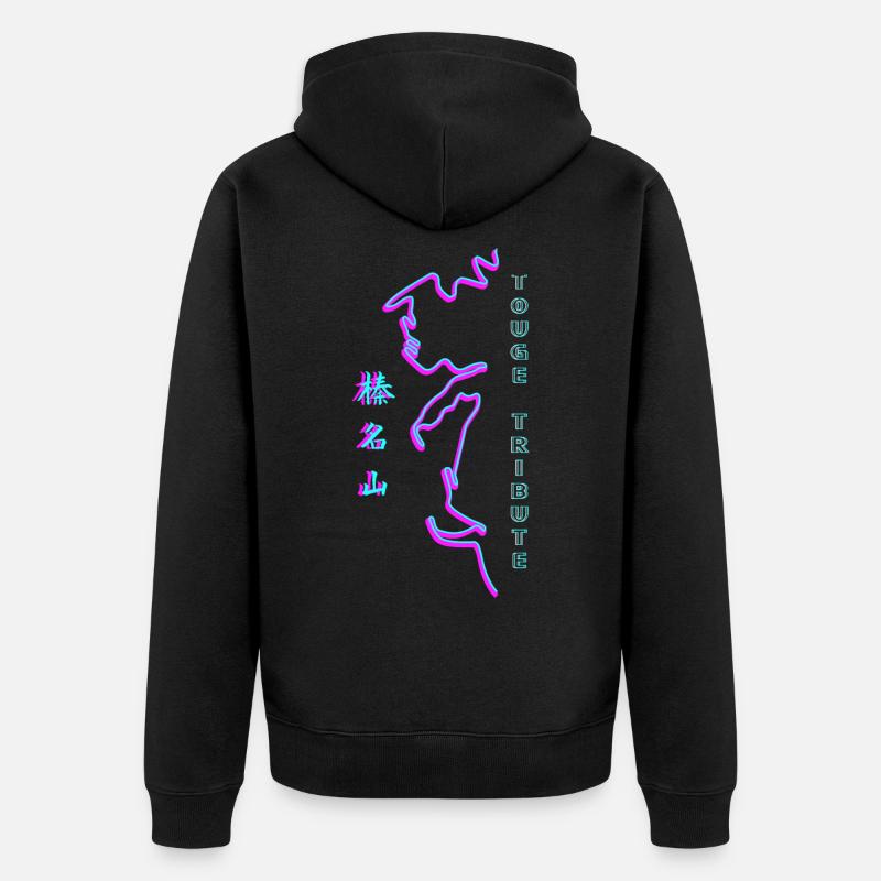 秋名 Akina Touge Synthwave - Veste à capuche bio Premium Unisexe - noir