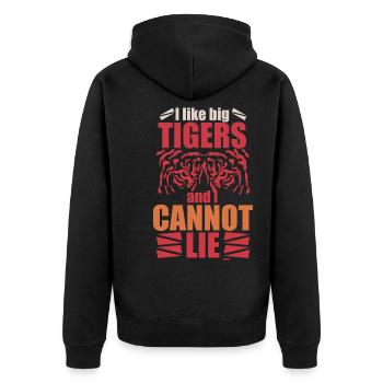 Tiger Tigerkopf Wildkatze Wildnis - Unisex Premium Bio Zip Hoodie - Schwarz - Hinten - Nico (187cm)