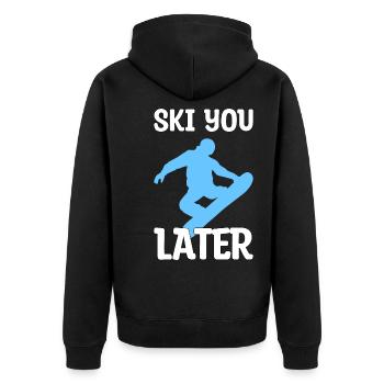 Ski you later gift - Unisex Premium Organic Zip Hoodie - black - Back - Nico (187cm)