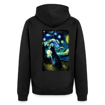 Chat de nuit étoilé Le chat de van gogh Parodie drôle - Veste à capuche bio Premium Unisexe - noir - Dos - Nico (187cm)