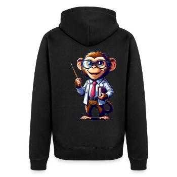 Cute Monkey Teacher - Unisex Premium Bio Zip Hoodie - Schwarz - Hinten - Nico (187cm)