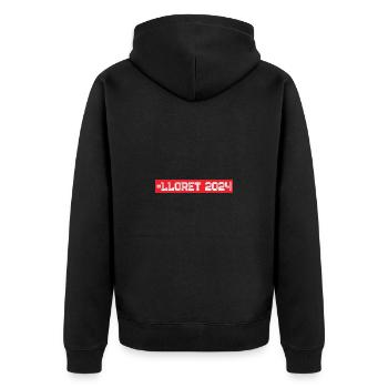 Lloret De Mar 2024 - Unisex Premium Bio Zip Hoodie - Schwarz - Hinten - Nico (187cm)
