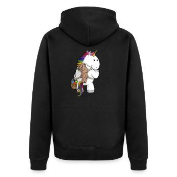 Oster Comic Einhorn - Unisex Premium Bio Zip Hoodie - Schwarz - Hinten - Nico (187cm)
