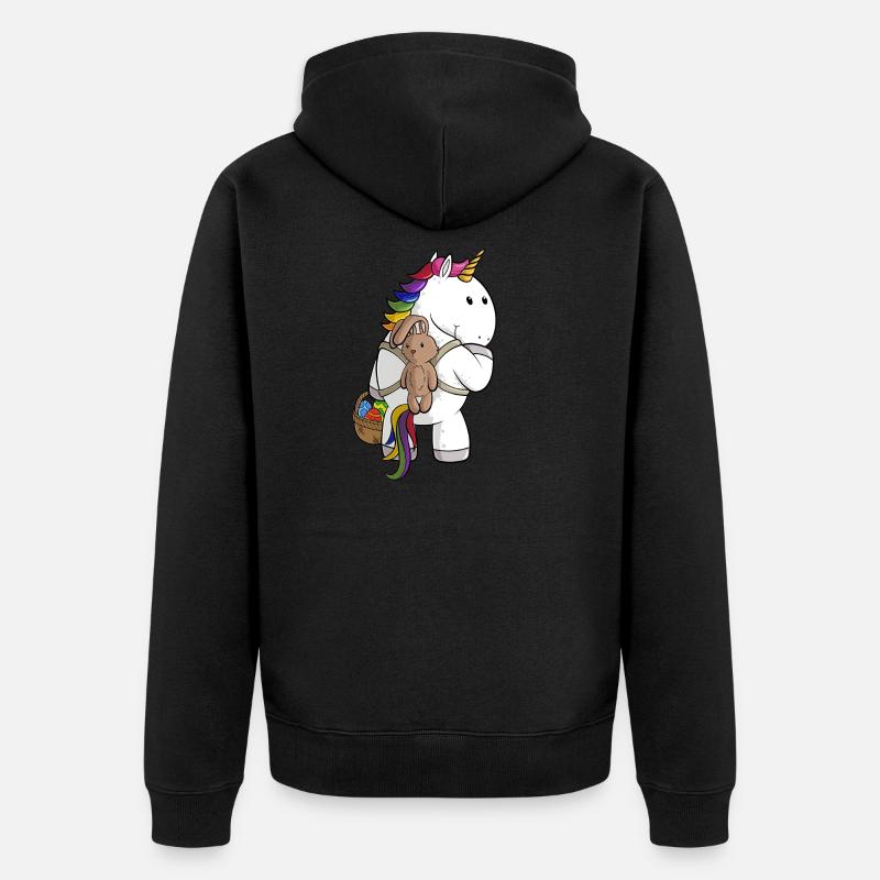 Oster Comic Einhorn - Unisex Premium Bio Zip Hoodie - Schwarz