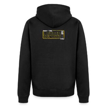 May The Course Be With You Disc Golf Frisbee - Unisex Premium Organic Zip Hoodie - black - Back - Nico (187cm)