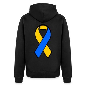 Ukraine - Unisex Premium Bio Zip Hoodie - Schwarz - Hinten - Nico (187cm)