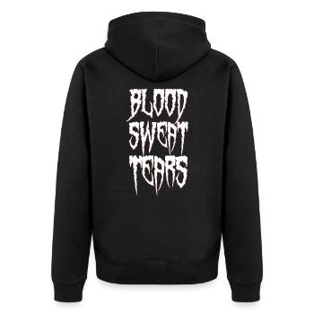 Fitness - Unisex Premium Organic Zip Hoodie - black - Back - Nico (187cm)