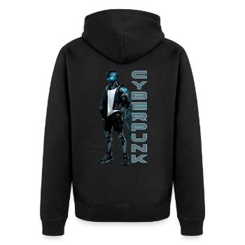 Cyberpunk Teen Neon in Japanese anime style - Unisex Premium Organic Zip Hoodie - black - Back - Nico (187cm)