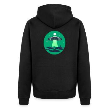 UFO-Besucher - Unisex Premium Bio Zip Hoodie - Schwarz - Hinten - Nico (187cm)