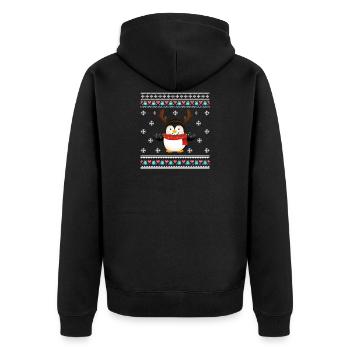 Ugly Christmas Penguin - Unisex Premium Organic Zip Hoodie - black - Back - Nico (187cm)