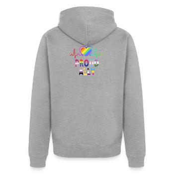 Stolzer Verbündeter des LGBT-Regenbogens - Unisex Premium Bio Zip Hoodie - Grau meliert - Hinten - Nico (187cm)