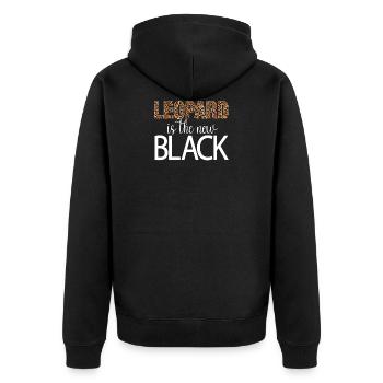 Leopard ist das neue Schwarz - Unisex Premium Bio Zip Hoodie - Schwarz - Hinten - Nico (187cm)