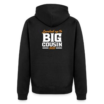 Leveled Up To Big Cousine 2023 - Unisex Premium Organic Zip Hoodie - black - Back - Nico (187cm)