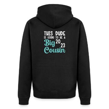 I'm going to be a Great Cousin 2023 - Unisex Premium Organic Zip Hoodie - black - Back - Nico (187cm)