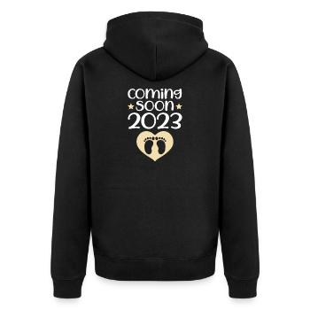 Bientôt la grossesse du bébé 2023 - Veste à capuche bio Premium Unisexe - noir - Dos - Nico (187cm)