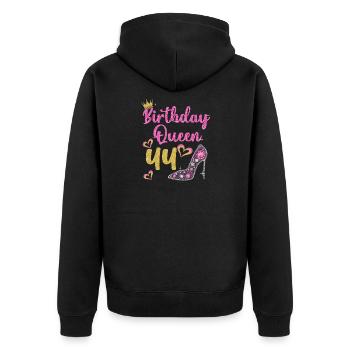 44th Birthday Queen 44 years Forty-four - Unisex Premium Organic Zip Hoodie - black - Back - Nico (187cm)