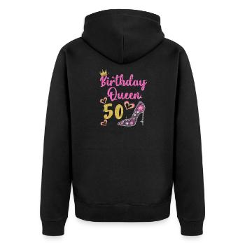 50th birthday Queen 50 years Fifty - Unisex Premium Organic Zip Hoodie - black - Back - Nico (187cm)