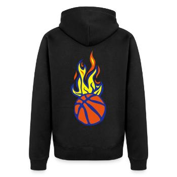 ballon basketball flamme flame - Veste à capuche bio Premium Unisexe - noir - Dos - Nico (187cm)
