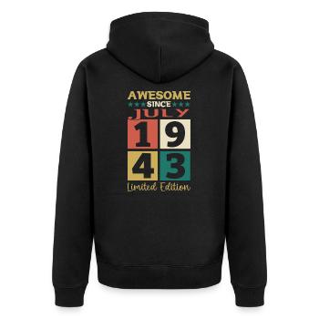 Génial depuis juillet 1943 79ème anniversaire Men’s Fun - Veste à capuche bio Premium Unisexe - noir - Dos - Nico (187cm)