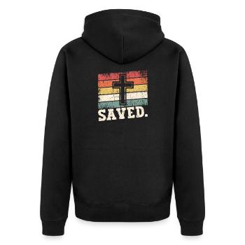 Jesus Christus - Christliches Shirt - Christliche - Unisex Premium Bio Zip Hoodie - Schwarz - Hinten - Nico (187cm)