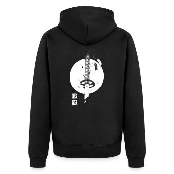 Broken Sword - Unisex Premium Bio Zip Hoodie - Schwarz - Hinten - Nico (187cm)