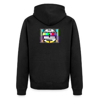 Testbild Fernsehen Bildschirm Sendeschluss Display - Unisex Premium Bio Zip Hoodie - Schwarz - Hinten - Nico (187cm)