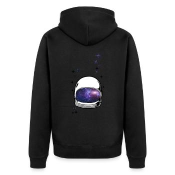 Astronaut Helmet Space Galaxy Stars Gift - Unisex Premium Organic Zip Hoodie - black - Back - Nico (187cm)