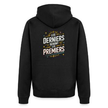 Les derniers seront les premiers - Veste à capuche bio Premium Unisexe - noir - Dos - Nico (187cm)