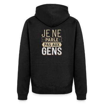 Je ne parle pas aux gens - Veste à capuche bio Premium Unisexe - noir - Dos - Nico (187cm)