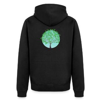 Grüner Baum im Frühling - Unisex Premium Bio Zip Hoodie - Schwarz - Hinten - Nico (187cm)