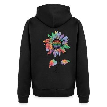 Schwul Lesbisch Regenbogen T-Shirt Geschenkidee - Unisex Premium Bio Zip Hoodie - Schwarz - Hinten - Nico (187cm)