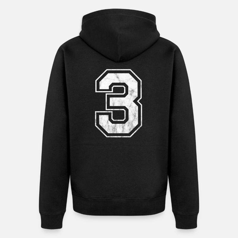 Nummer 3 - Unisex Premium Bio Zip Hoodie - Schwarz